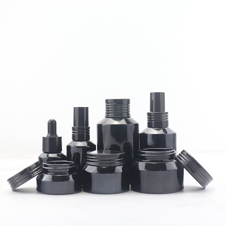 black glass cosmetic bottles