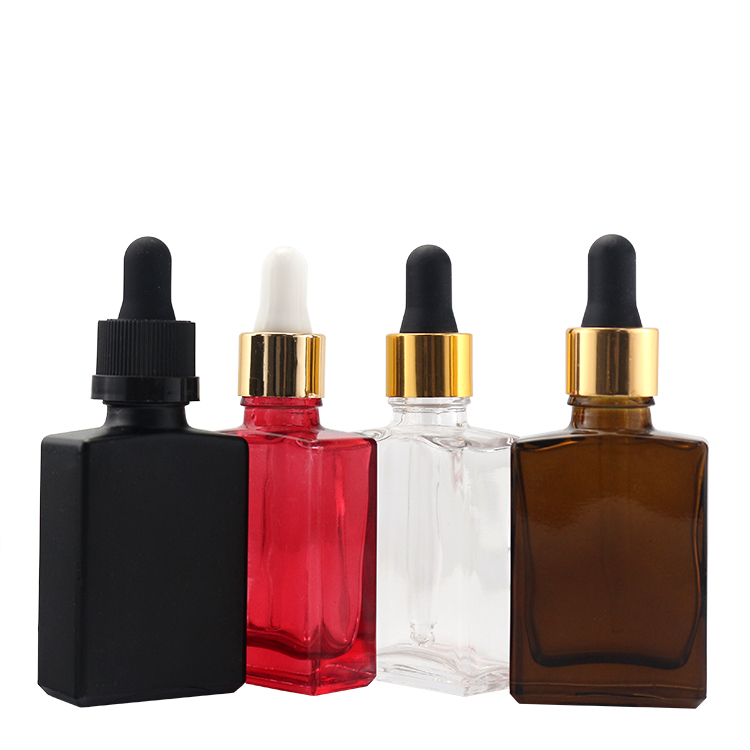 Custom 30ml Square Beard Oil Dropper Bottle Essential Oil Serum Smoke Oil Bottle