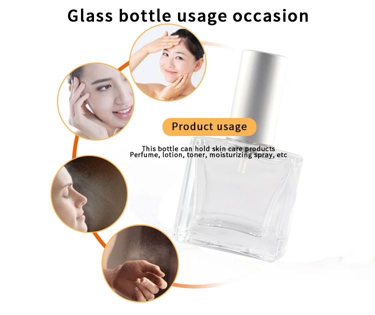 square empty 15ml glass spray bottles