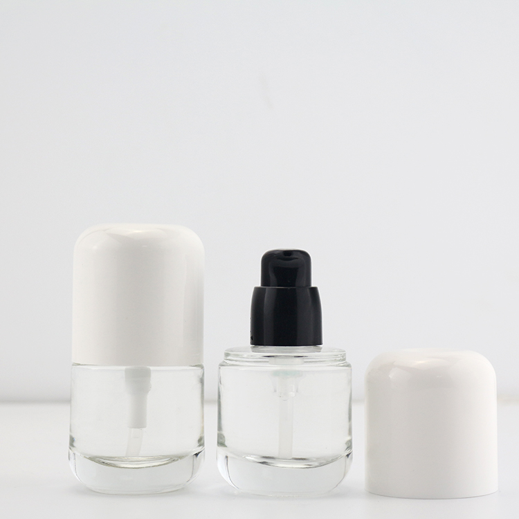 Wholesale 30ML Empty Round Clear Glass Lotion Bottle With Pump
