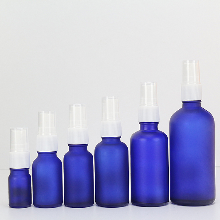 1oz Blue Frosted Glass Alcohol Spray Bottle Manufacturer Custom