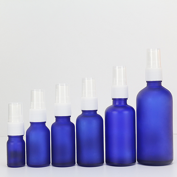 15ml 30ml 100ml Blue Frosted Glass Empty Perfume Bottles Spray Custom