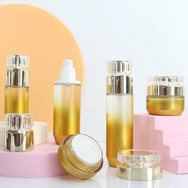 30G 40ML Gold Gradient Glass Cosmetic Bottle Set Manufacturer