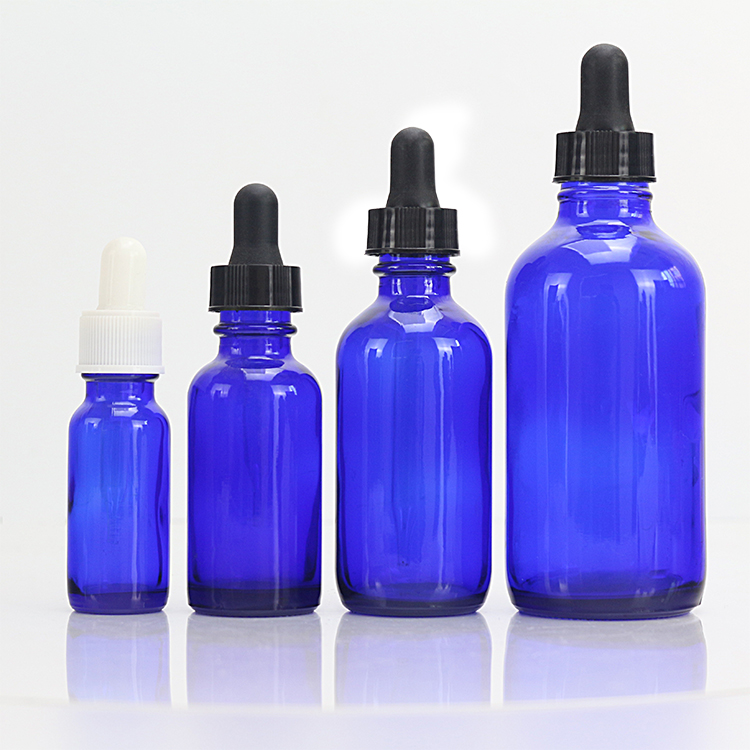 1oz 4oz Blue Boston Round Dropper Bottle Essential Oil Dropper Bottle Custom