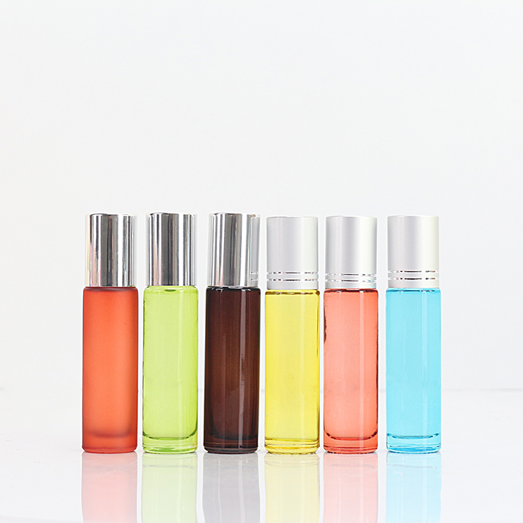 10ml Colored Glass Essential Oil Perfume Roll On Bottle With Caps Whlesale
