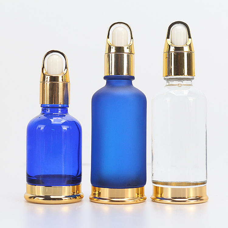 30ml 50ml Blue Clear Glass Essential Oil Tincture Bottle Custom