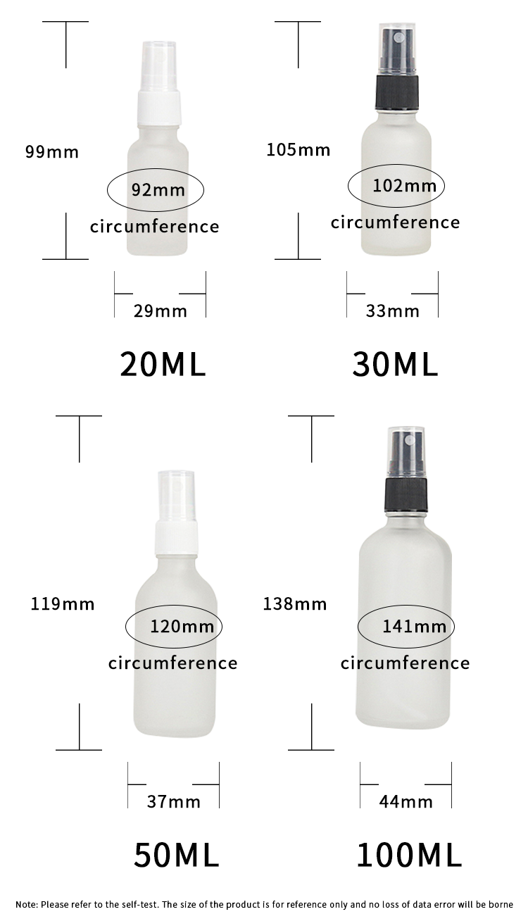 20ml 30ml 500ml 100ml frosted empty perfume spray bottle