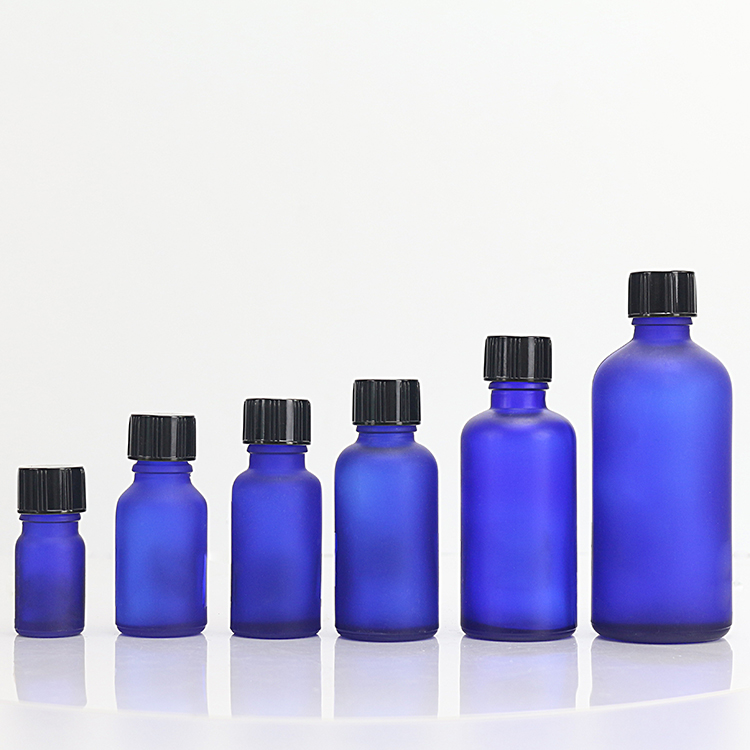 5ml 50ml Blue Frosted Small Glass Essential Oil Bottle Elite Fluid Bottle