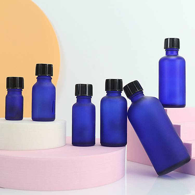 5ml 50ml Blue Frosted Small Glass Essential Oil Bottle Elite Fluid Bottle