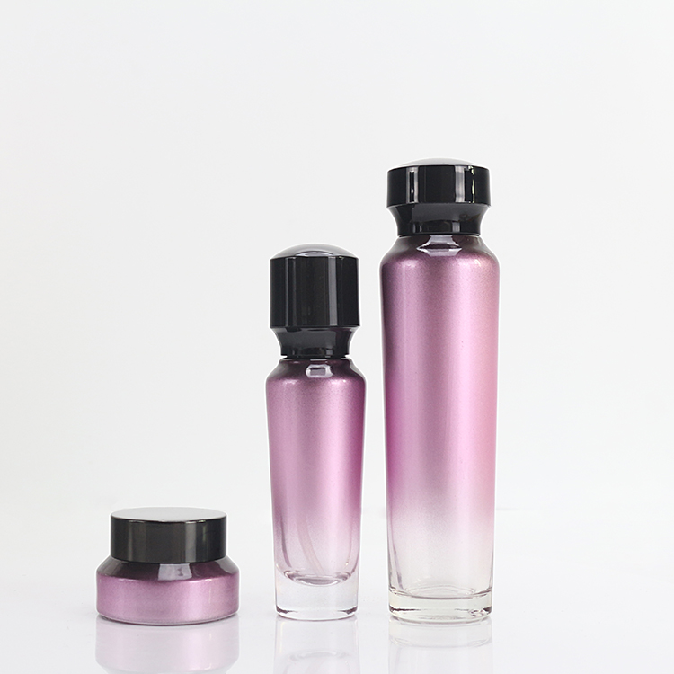 0.5 oz 1 oz 100ml Purple Gradient Airless Glass Cosmetic Bottles Face Cream Jar