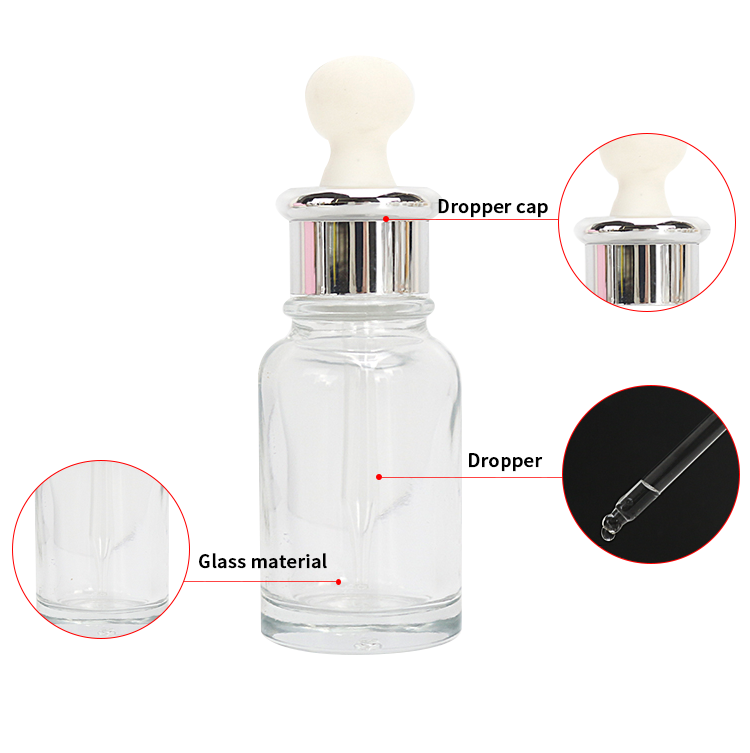 1 oz clear dropper serum bottle
