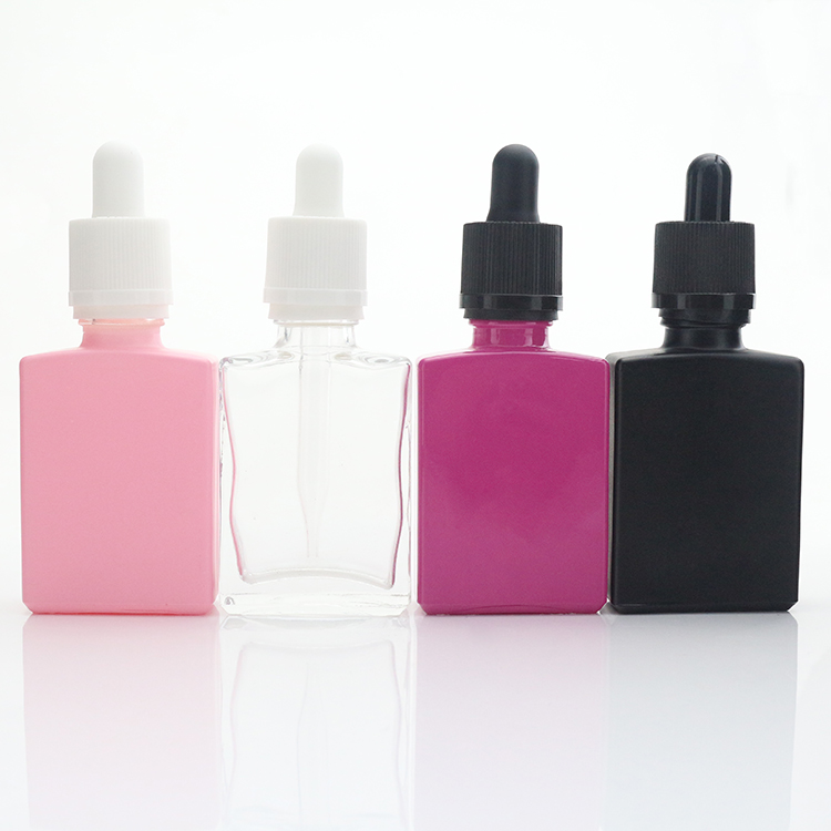 30ml Square Pink Black Essential Oil Beard Oil Hair Oil Glass Dropper Bottles