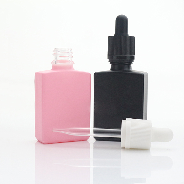 30ml Square Pink Black Essential Oil Beard Oil Hair Oil Glass Dropper Bottles