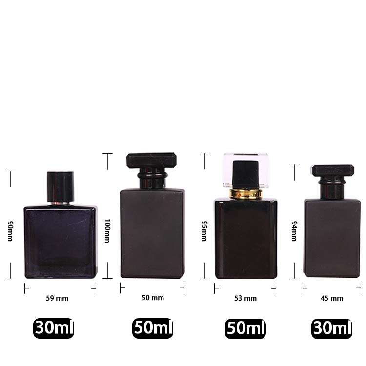 30ML 50ML Black Square Perfume Bottle Glass Perfume Bottles Wholesale