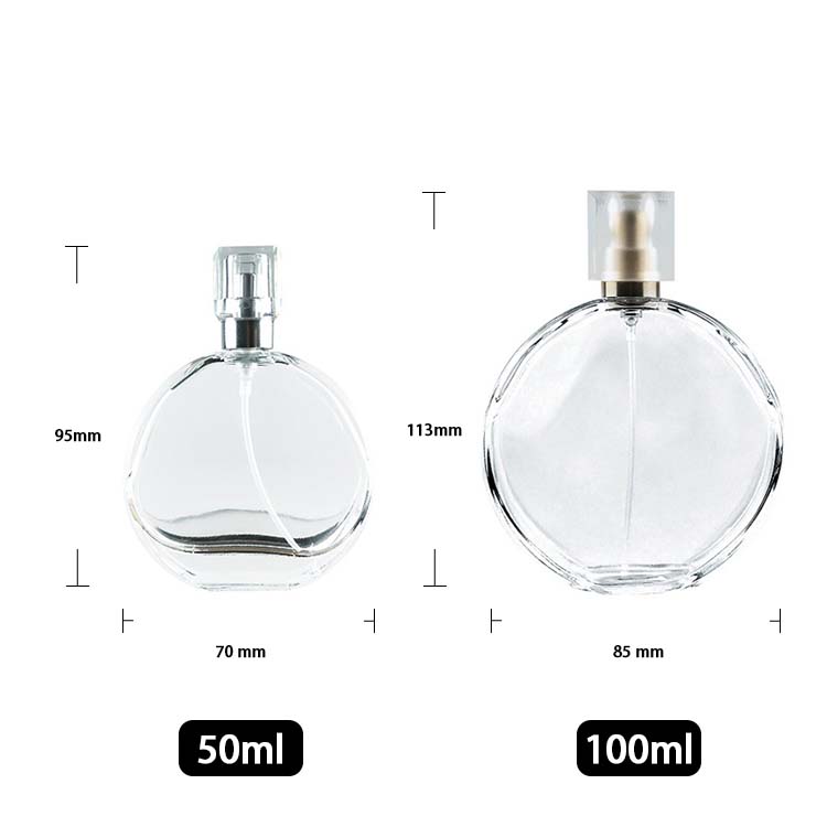 Wholesale Round Perfume Bottle 50ml 100ml Empty Clear Perfume Glass Spray Bottle