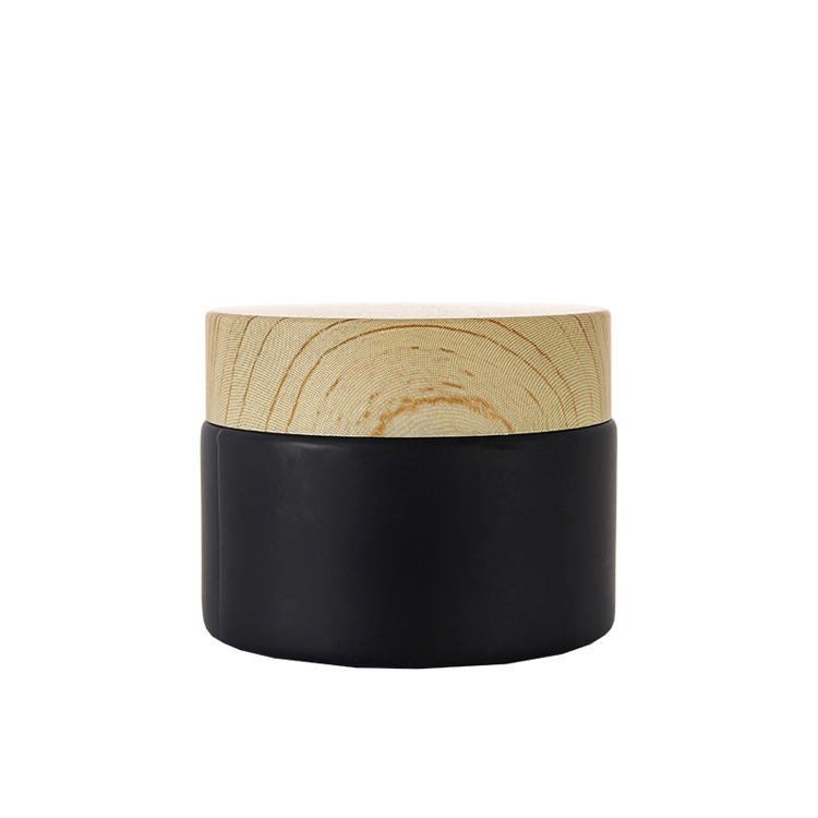 Buy Wholesale China 50g Black Matte Frosted Glass Cream Jar With Plastic  Bamboo Lid & Black Matte Frosted Glass Cream Jar With Wood Lid at USD 0.53