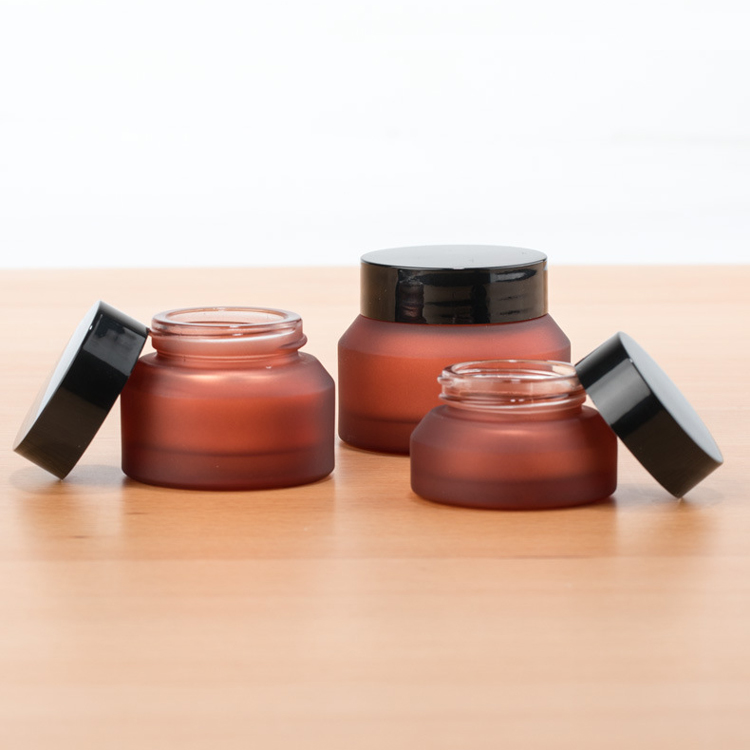 frosted red glass cosmetic jars wholesale 1 oz 2 oz cosmetic jars with lids