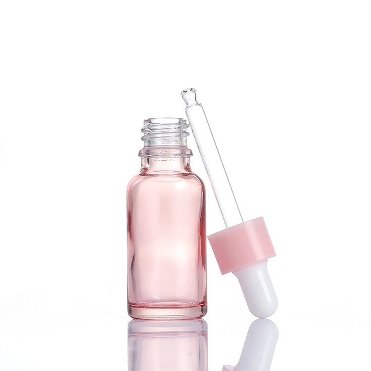 wholesale 30ml pink glass dropper bottle 10ml 20ml round essential oil bottles