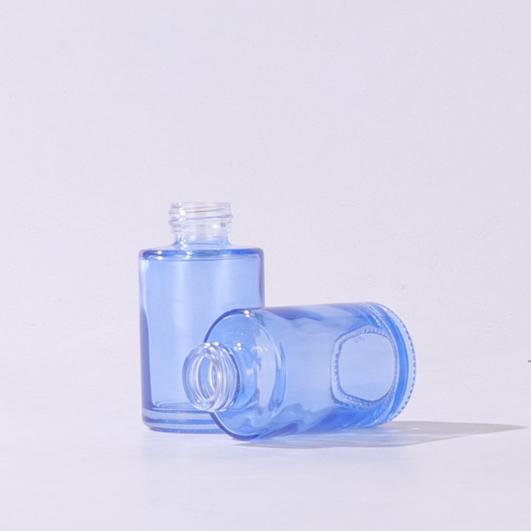 Blue Flat Shoulder Dropper Bottle Wholesale 1oz round essential oil bottle