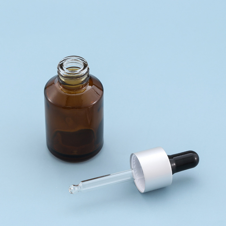 manufacturer 30ml amber oblique shoulder dropper bottle glass hair oil bottle
