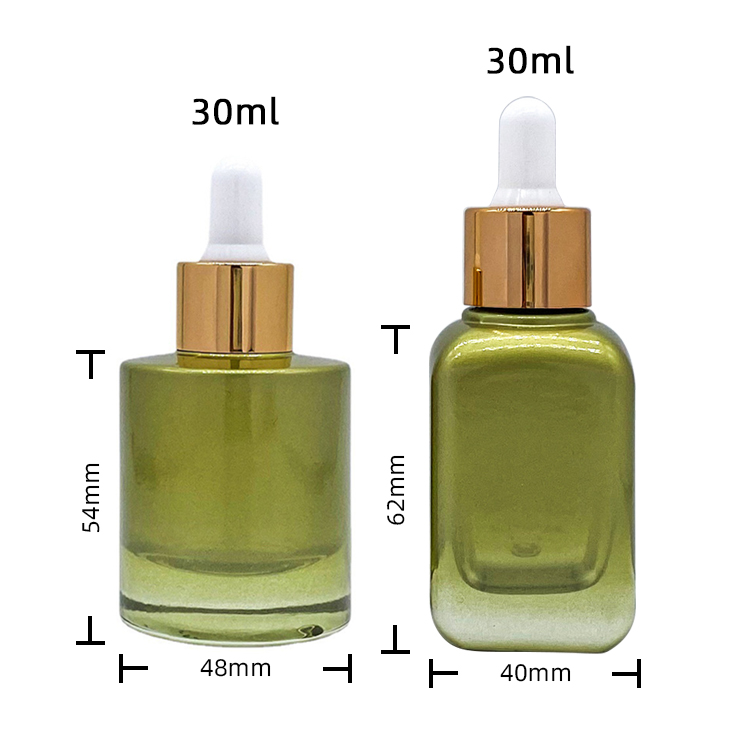 1 oz Glass Green Dropper Bottles Essential Oil Hair Oil Pipette Bottles Custom