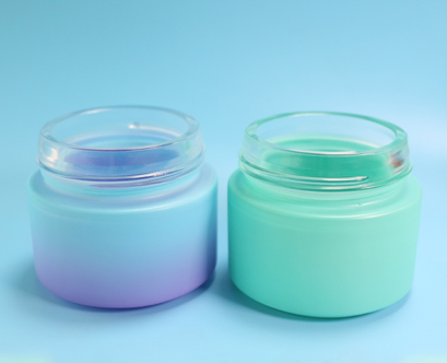 Empty Blue Gradient 100ml Cosmetic Jars Glass Round Body Butter Jars Wholesale