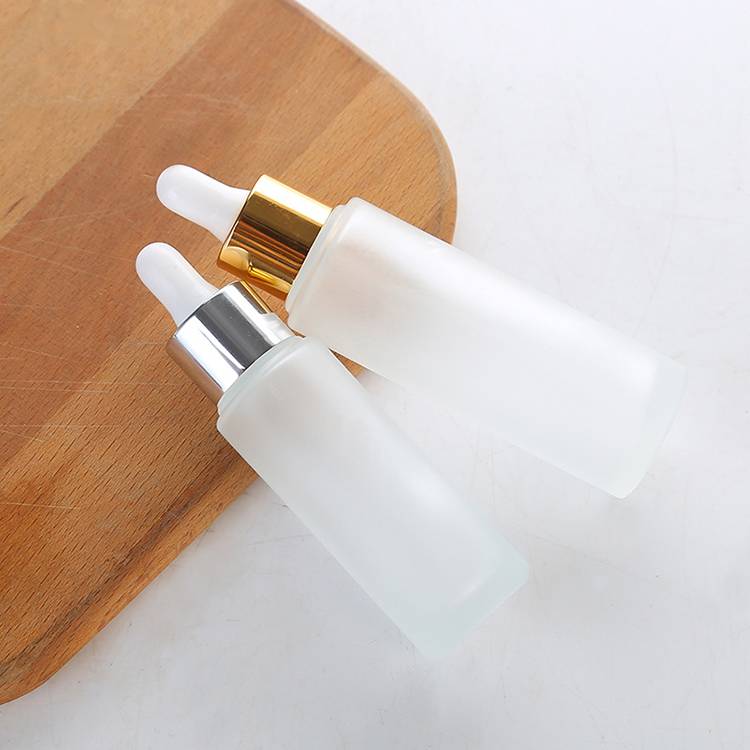 White Frosted 15ml Glass Dropper Bottles Flat Shoulder Wholesale