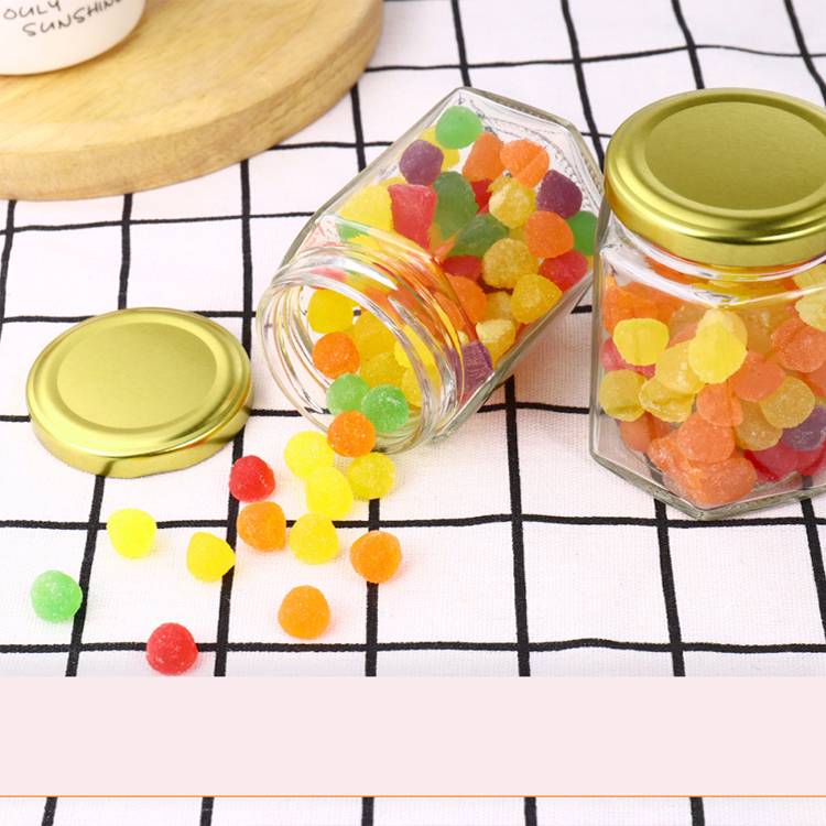 Hexagon Honey Jar Wholesale 85g Clear Jam Jar Candy Jar Food Storage Jar