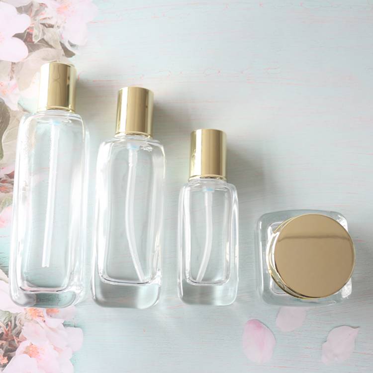 Clear Cream Jars Cosmetic Packaging 50g 100ml Square Cosmetic Bottle Set