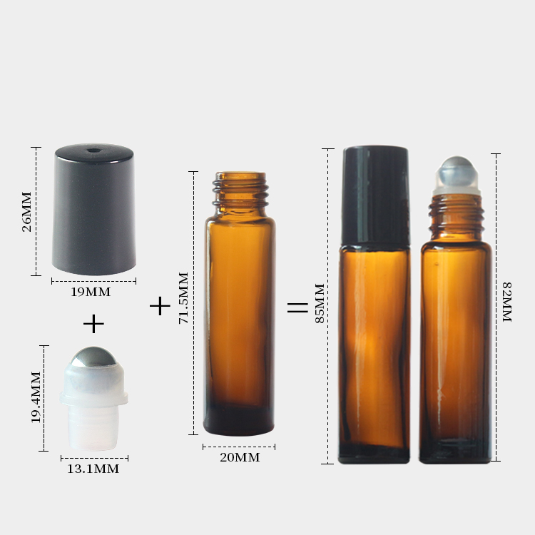 Glass 10ml Amber Roller Bottles Essential Oil Perfume Ball Bottle Manufacturer