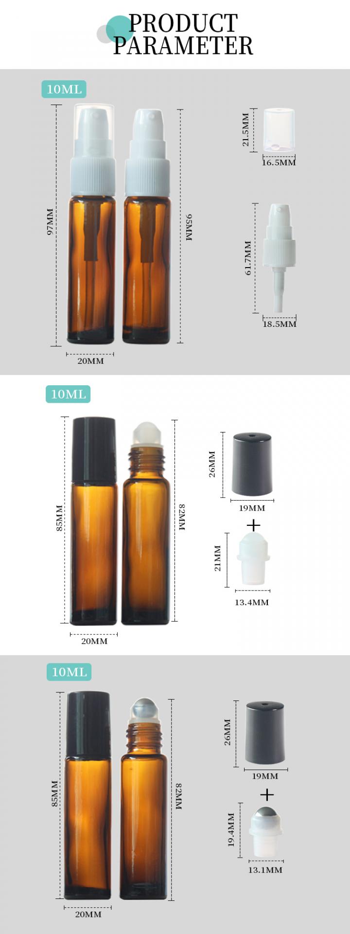 amber roll on bottles 10ml