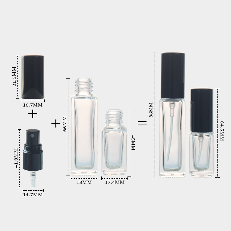 Clear Square 5ml Roller Bottles Eye Oil Glass 9ml Roll On Bottles Custom