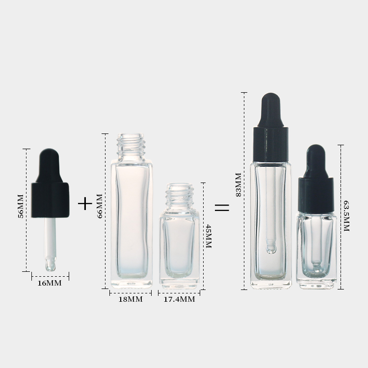 Clear Square 5ml Roller Bottles Eye Oil Glass 9ml Roll On Bottles Custom