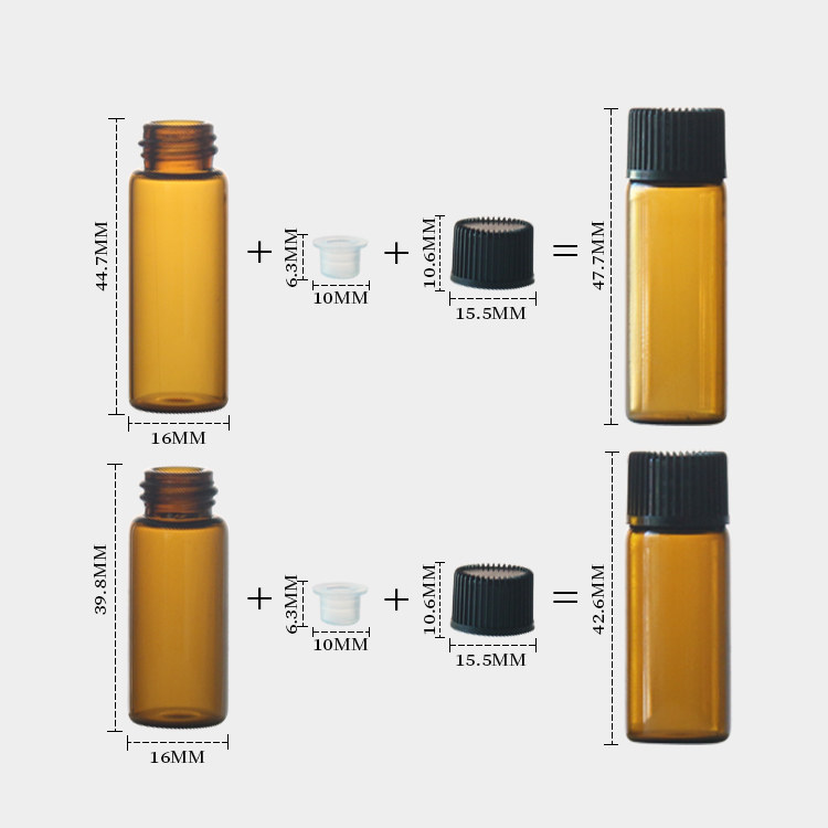 1.5ml 2ml 3ml 5ml 6ml Amber Glass Oil Vials Essential Oil Vials Suppliers