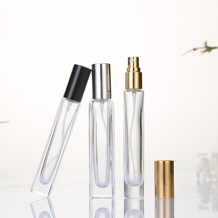 Glass Clear 10ml Atomiser Spray Bottle 15ml Square Round Perfume Bottle OEM