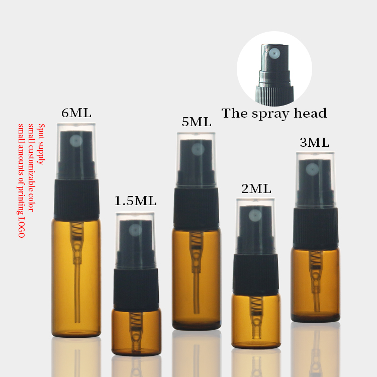 Amber Glass 5ml Perfume Bottle 2ml 3ml 6ml Round Glass Spray Bottle Wholesale