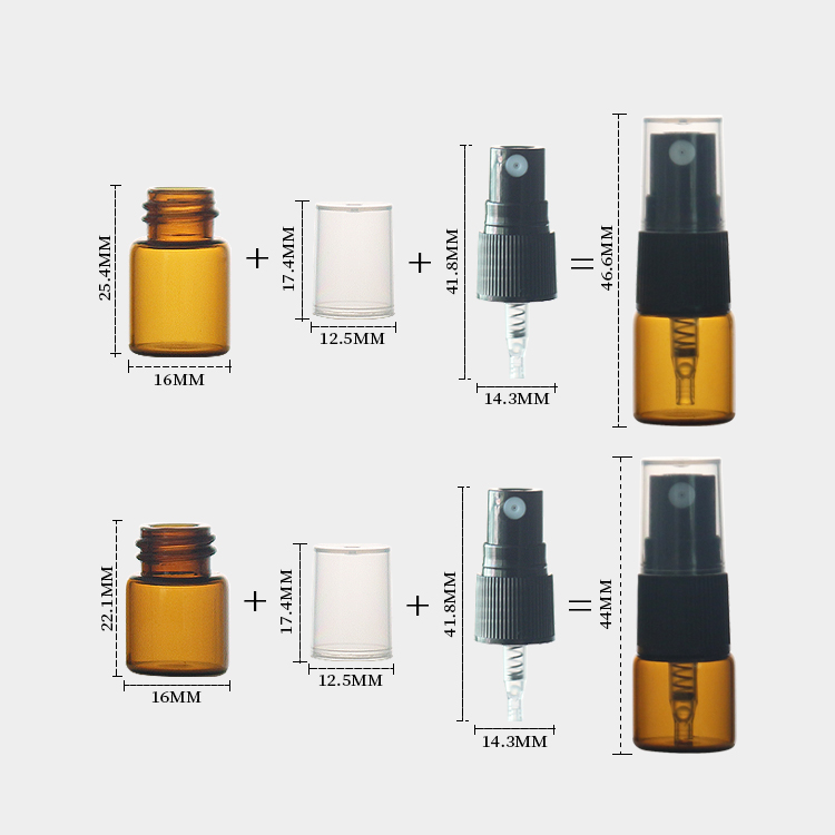 Amber Glass 5ml Perfume Bottle 2ml 3ml 6ml Round Glass Spray Bottle Wholesale