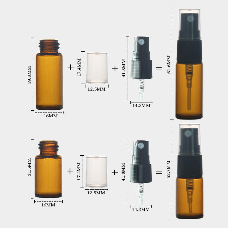 Amber Glass 5ml Perfume Bottle 2ml 3ml 6ml Round Glass Spray Bottle Wholesale