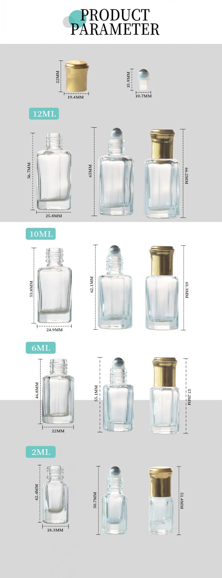 2ml glass roller bottles