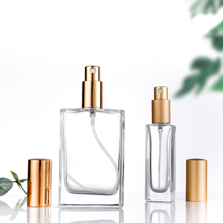 Square Clear Empty Perfume Bottles 50ml 10ml 150ml Glass Spray Bottle