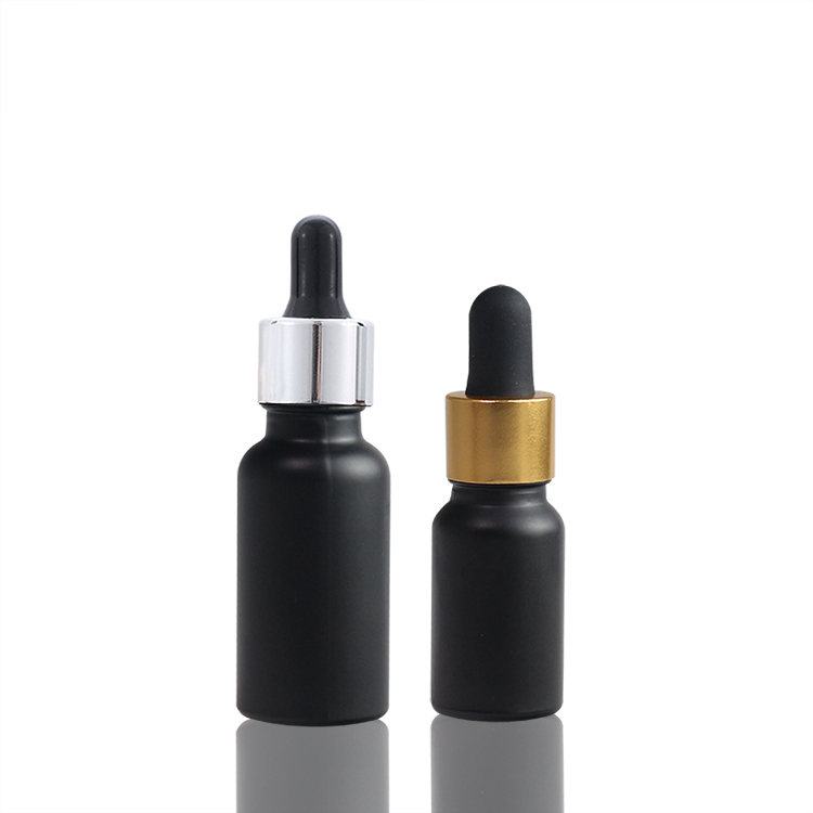 Black Glass Dropper Bottles 10ml 20ml 30ml Essence Sample Travel Bottle Custom