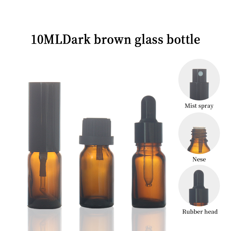 Glass 10ml Amber Dropper Bottles Essential Oil Essence Sample Travel Bottle