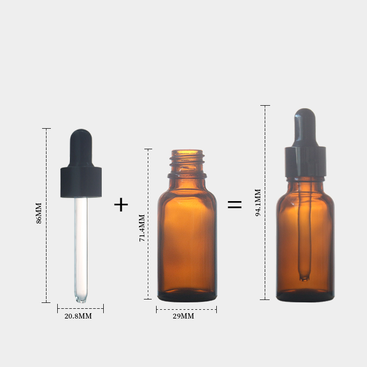 Amber Glass 20ml Dropper Bottles Essential Oil Sample Bottle Manufacturer