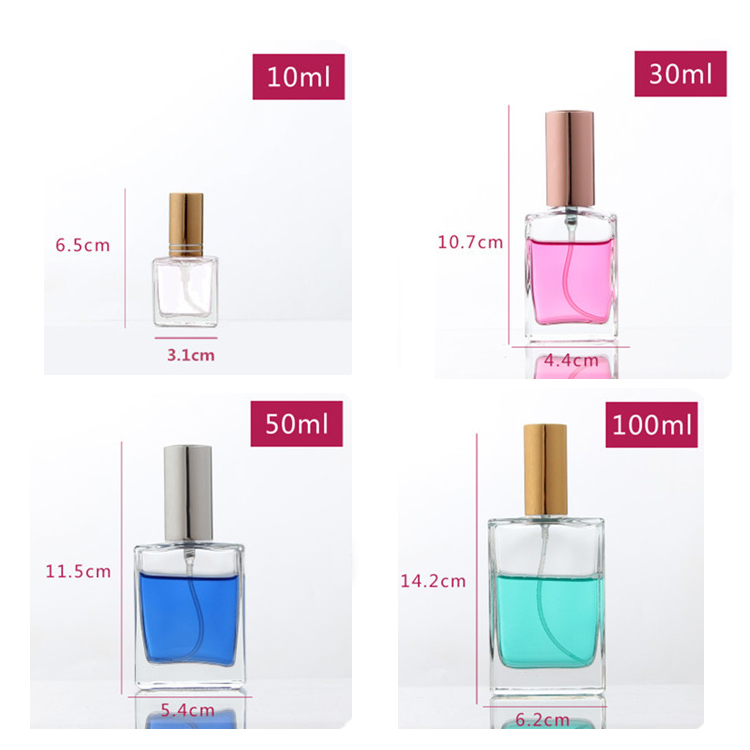 square clear 100ml glass spray bottle