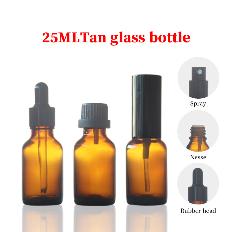 Glass Amber 25ml Dropper Bottles For Essential Oils Perfume Manufacturer