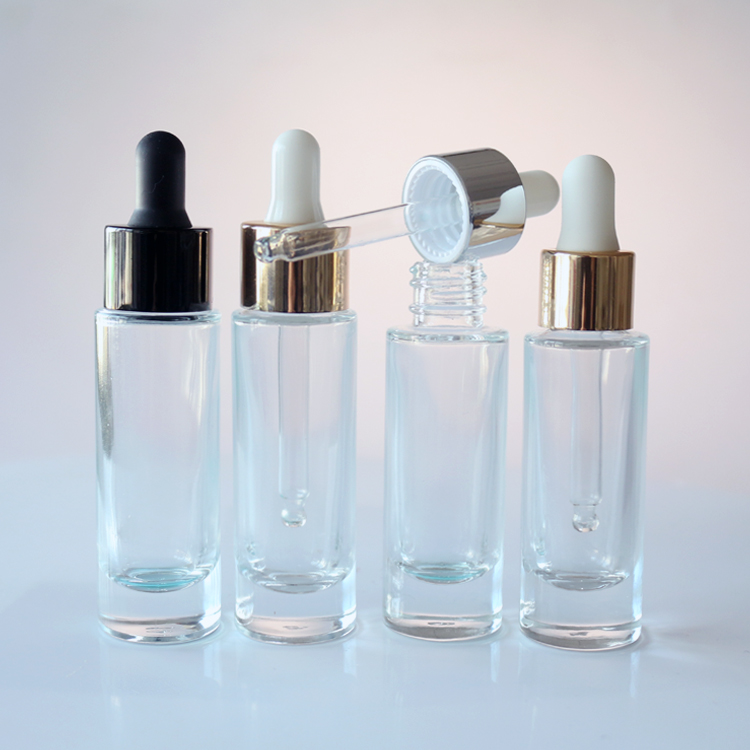 Wholesale Glass Flat Shoulder Clear 15ml 20ml Dropper Bottles For Sale