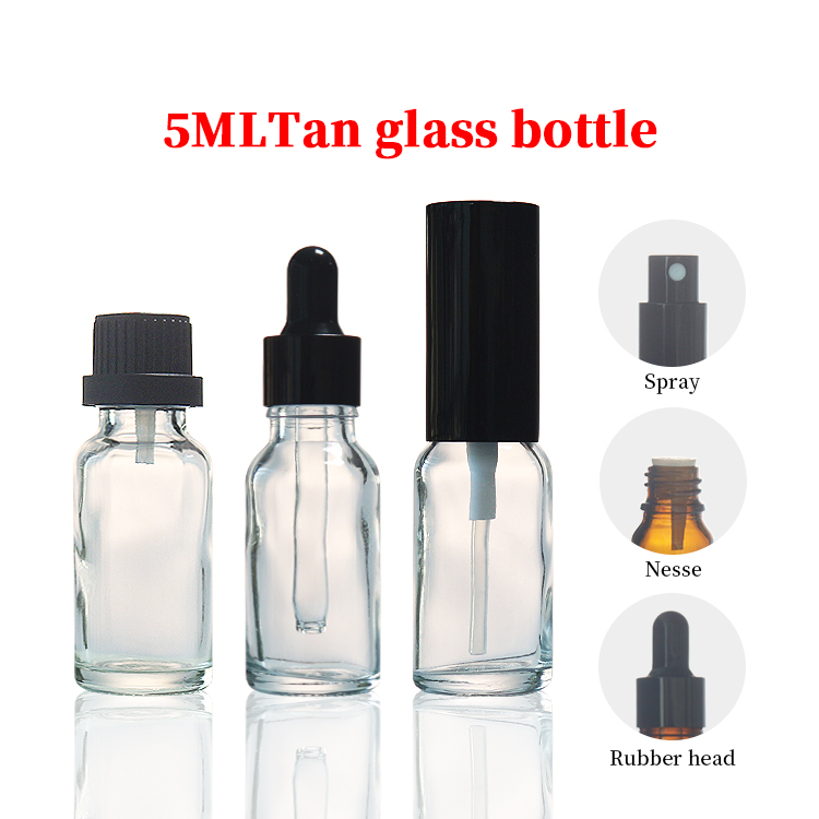 Clear 5ml Oil Dropper Bottle Small 5ml Essence Sample Glass Dropper Bottle