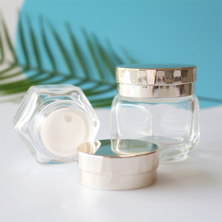 hexagonal clear 50ml cosmetic jars