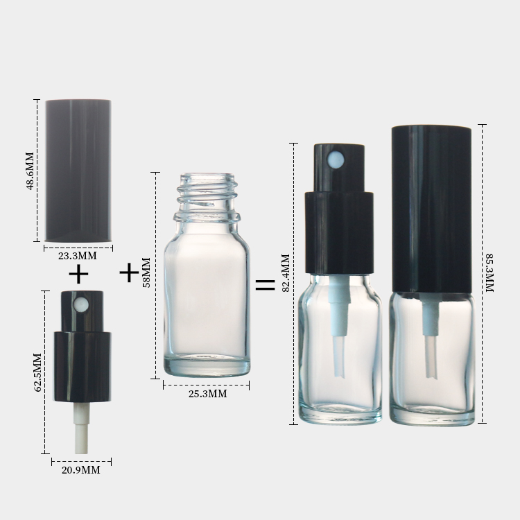 Clear Glass 10ml Bottles With Droppers Round Essential Oil Dropper Bottles