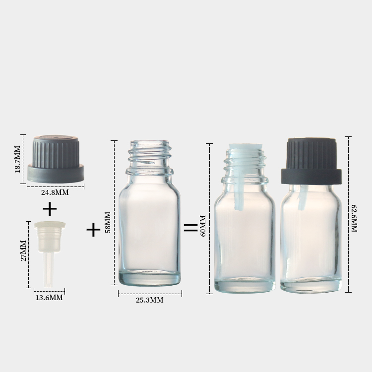 Clear Glass 10ml Bottles With Droppers Round Essential Oil Dropper Bottles